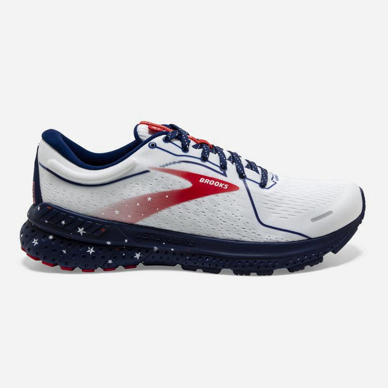 Brooks Adrenaline Gts 21 Australia - Men's Road Running Shoes - White/Blue/Red (150874-XDV)